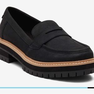 TOMS Cara Black Leather Loafer